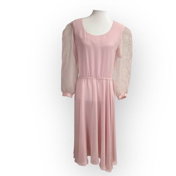 Vintage 1960’s Parnes Feinstein 3/4 sleeves pink midi dress. Retro party prom - Picture 2 of 11